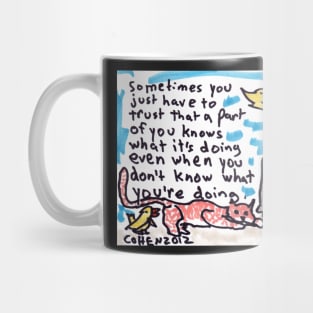 What You're Doing funny drawing of a handstand with affirmation Mug